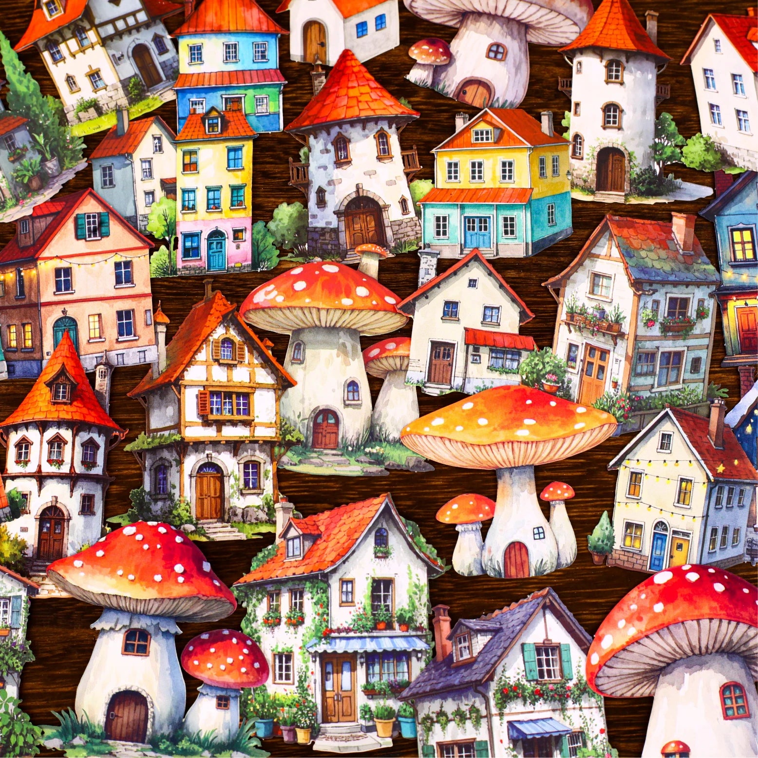 10pcs Fairy Tale Mushroom Town Sticker Pack DIY Decorative Paper Scrapbooking Material handmade Diary Album Junk Journal Supplie Qme