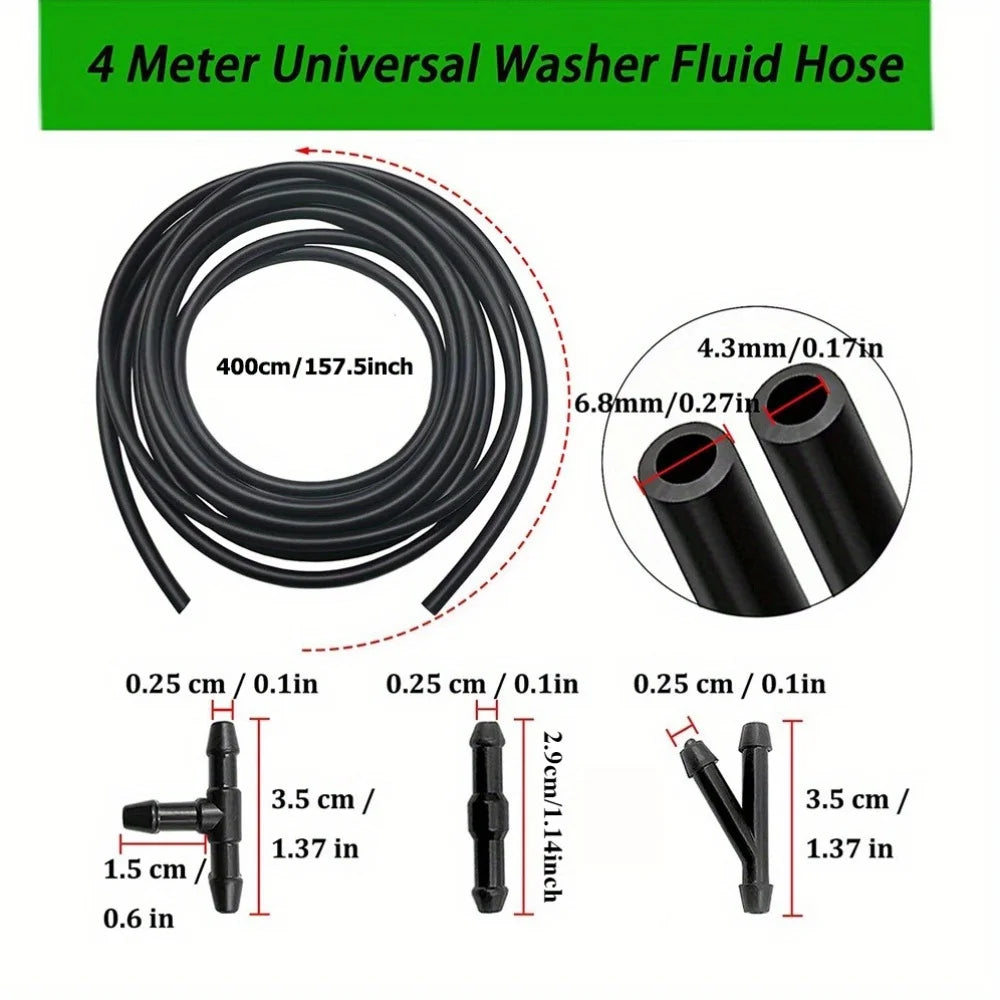 Windshield washer fluid hose, suitable for most car windshield washer hoses, includes a nozzle and a hose clamp Qme