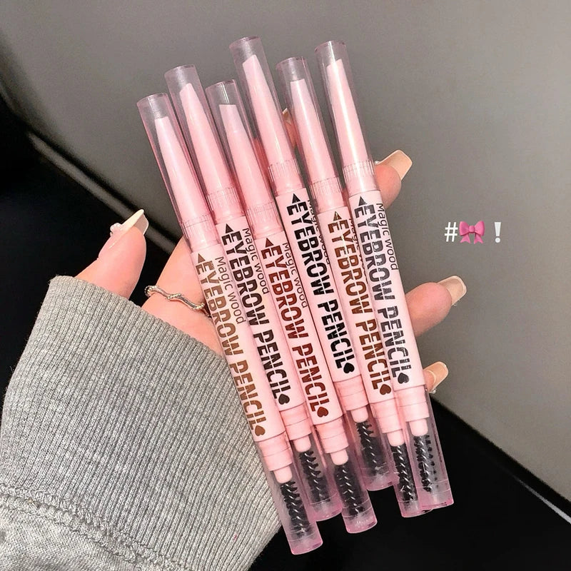 2 in1 Eyebrow Pencil Professional Cosmetics Makeup for Women 6 Colors Waterproof Eyebrow Tattoo Brush Long Lasting Eyebrow Pen Qme