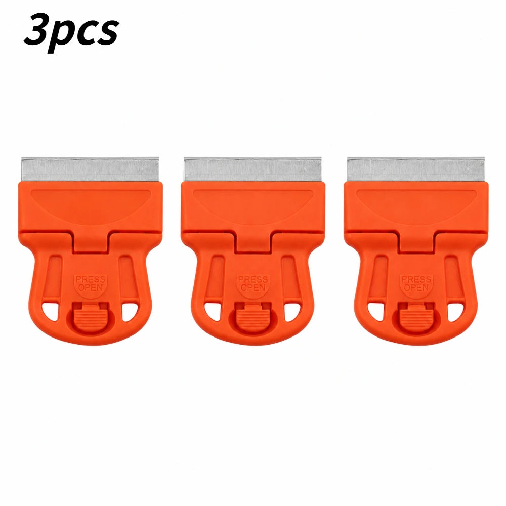 1/3/5Pcs Portable Mini Scraper Tool Erase Stickers Paint Marks Old Glue for Auto Window Glass Adhesive Film Removal Qme orange 3pcs