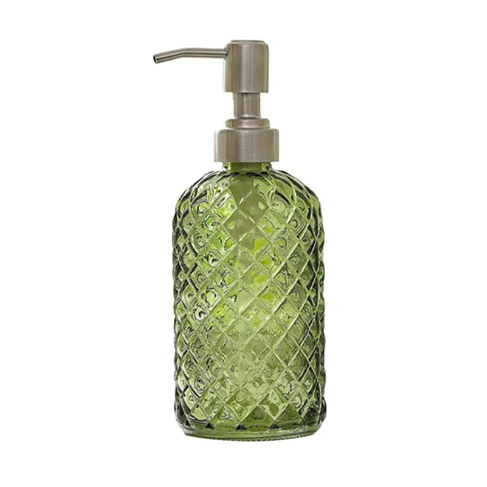 Glass Soap Dispenser Rust Proof Stainless Steel Pump Gem Patterned Qme B