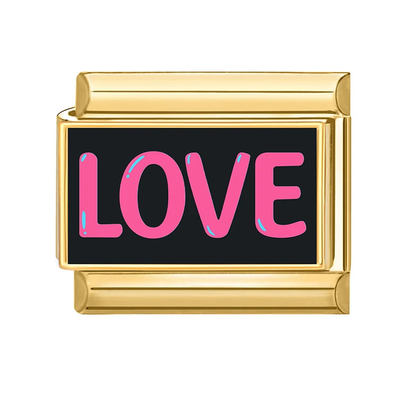 Drop Shipping Y2K Love Heart Eyes Lips Cats Flowers Golden Italian