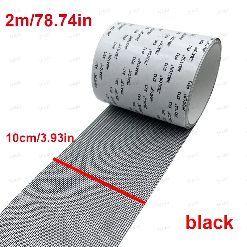2/10m Window Mosquito Net Repair Tape Self-Adhesive Screen Repair Patch Strong Anti-Insect Fly Mesh Broken Holes Repair Tape Qme 10cmx2m Black 1pc