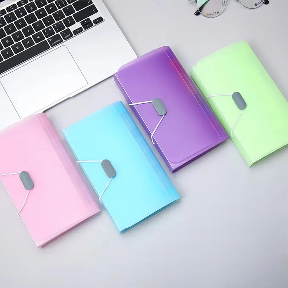 13 Grid A6 Mini Organ Bag For Office Document Storage, Candy Colored Bill Folder, Transparent Folder Qme 2pcs Random