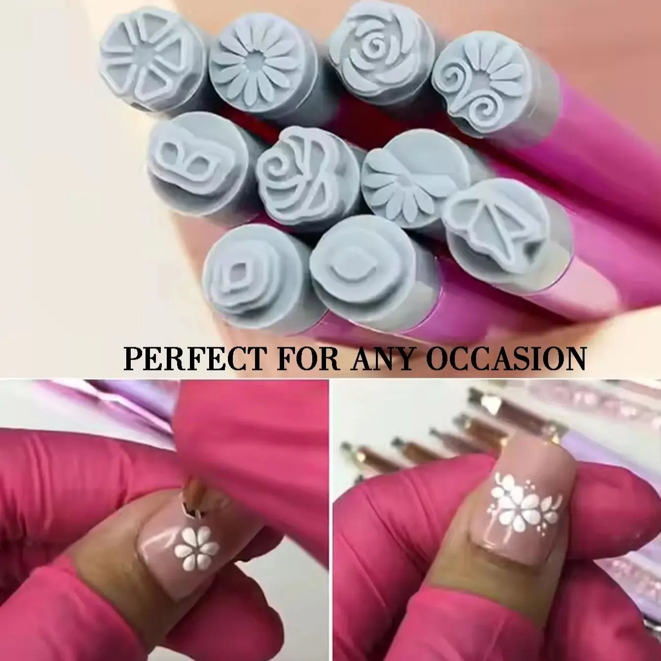 6 Nail Art Stamp Pen DIY Dotting Tools Women Girls Home Qme 10 PCS