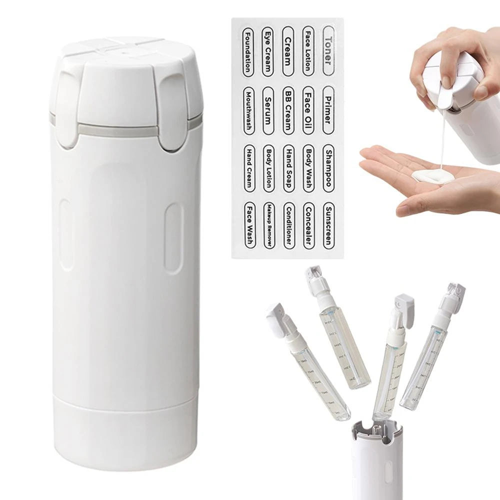 4 In 1 Travel Dispenser Portable Travel Bottles Leak Proof Leakproof Container Skincare Products Shampoo Conditioner Lotion Qme 30ML WHITE