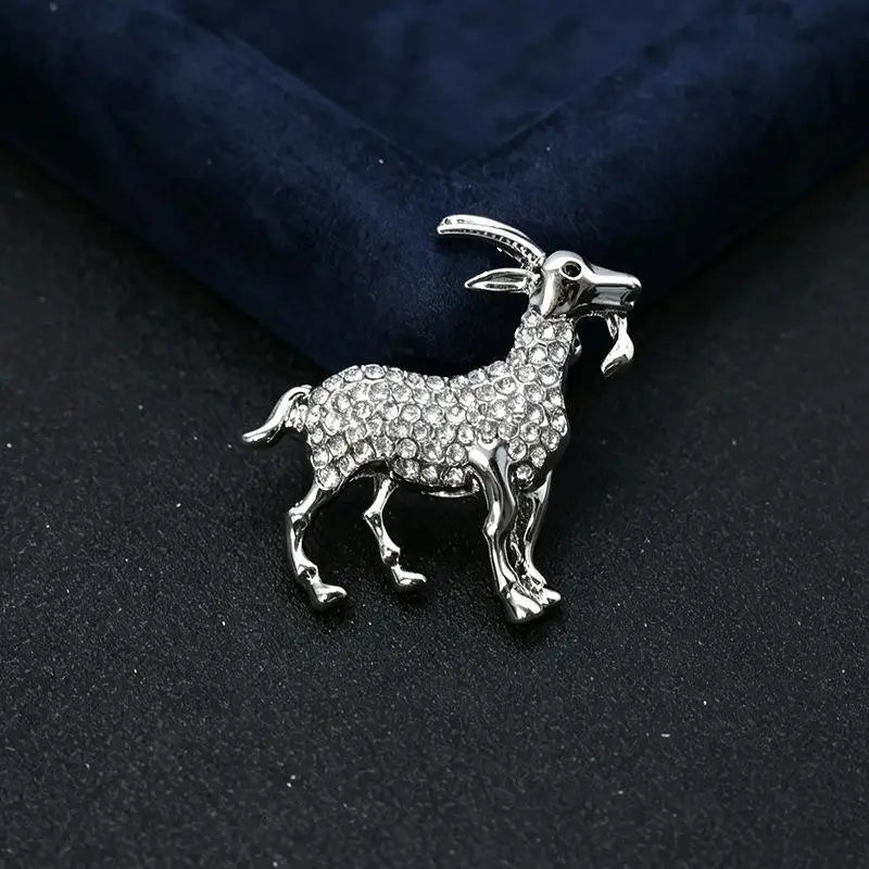 Lovely Goat Brooches For Women Unisex Rhinestone Beautiful Year Of The Sheep Animal Brooch Pin New Year Gifts Qme style 4