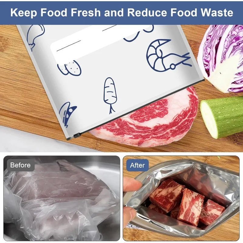 10Pcs/Bag Kitchen Aluminum Foil Fresh Bag Freezer Stand Up Zip Lock Bag Large Capacity Reusable Food Organizer Bags Qme