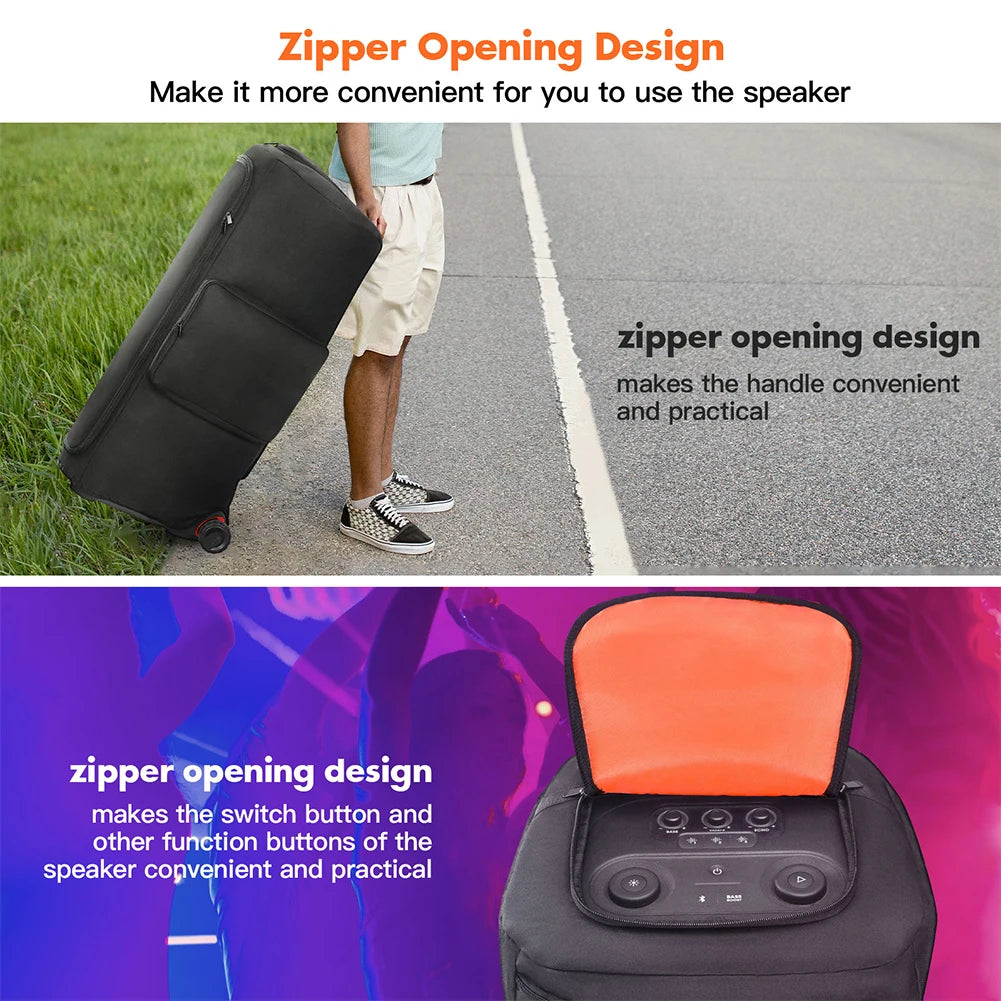 Speaker Carry Cover Zipper Closure Portable Speaker Dust Case Wear Resist Double-Sided Speaker Storage Bag for JBL Party Box 710 Qme