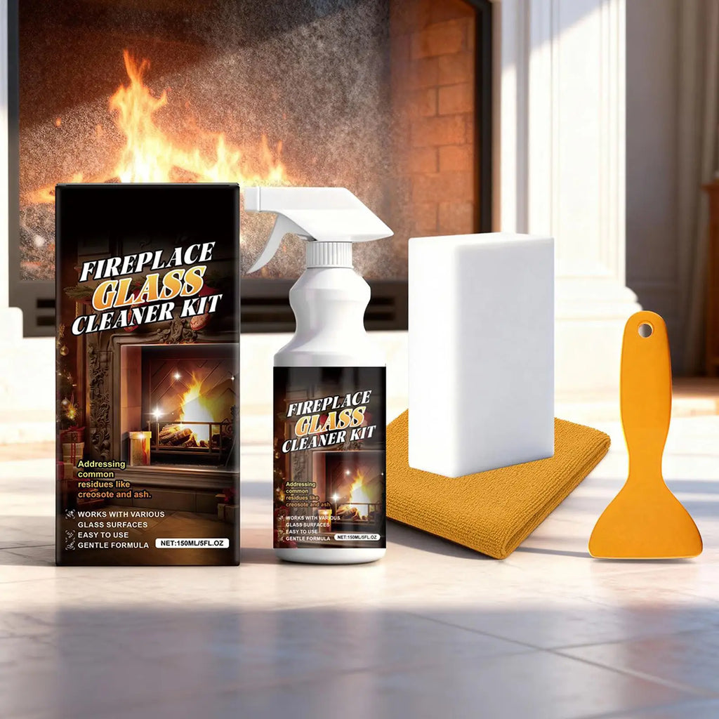 Fireplace Glass Cleaner Heavy-Duty Cleaning Agent 150ml Fireplace Glass Hearth Cleaner for Steel Grates Screen Brick Tile Marble Qme