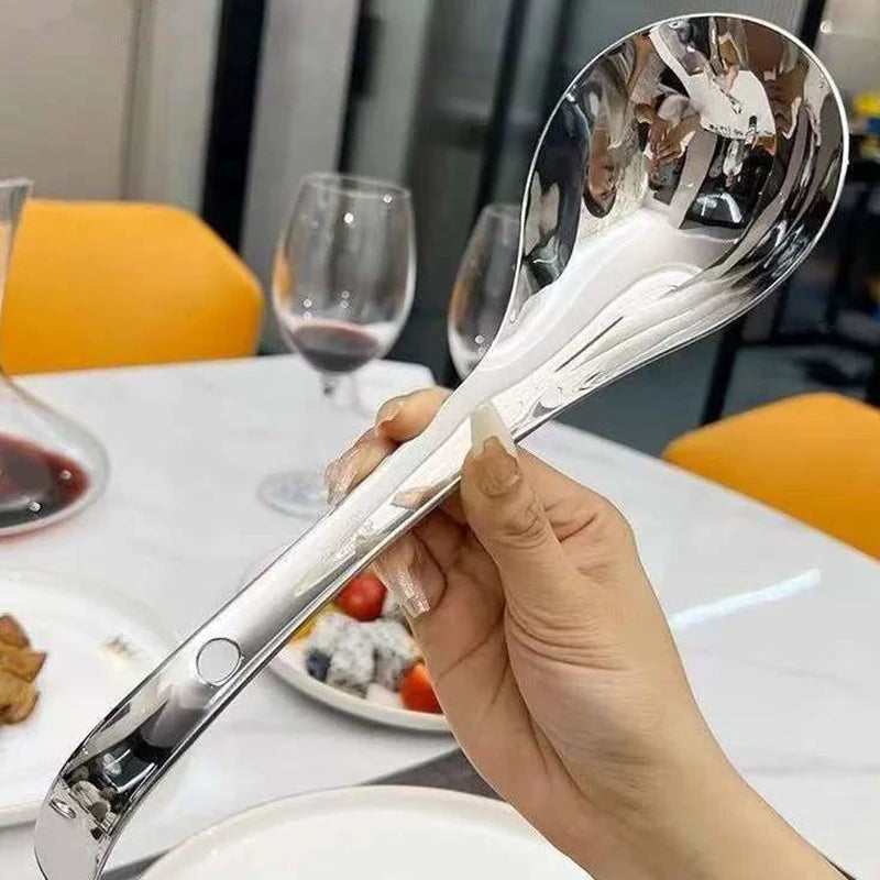 Stainless Steel Round Spoon Net Red Golden Dinner Long Handle Qme
