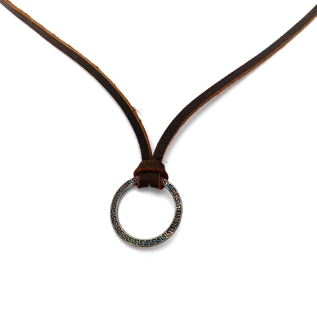 Adjustable Leather Necklace Sunglass Strap Retro Amekaji Design Qme Antique Silver Plated