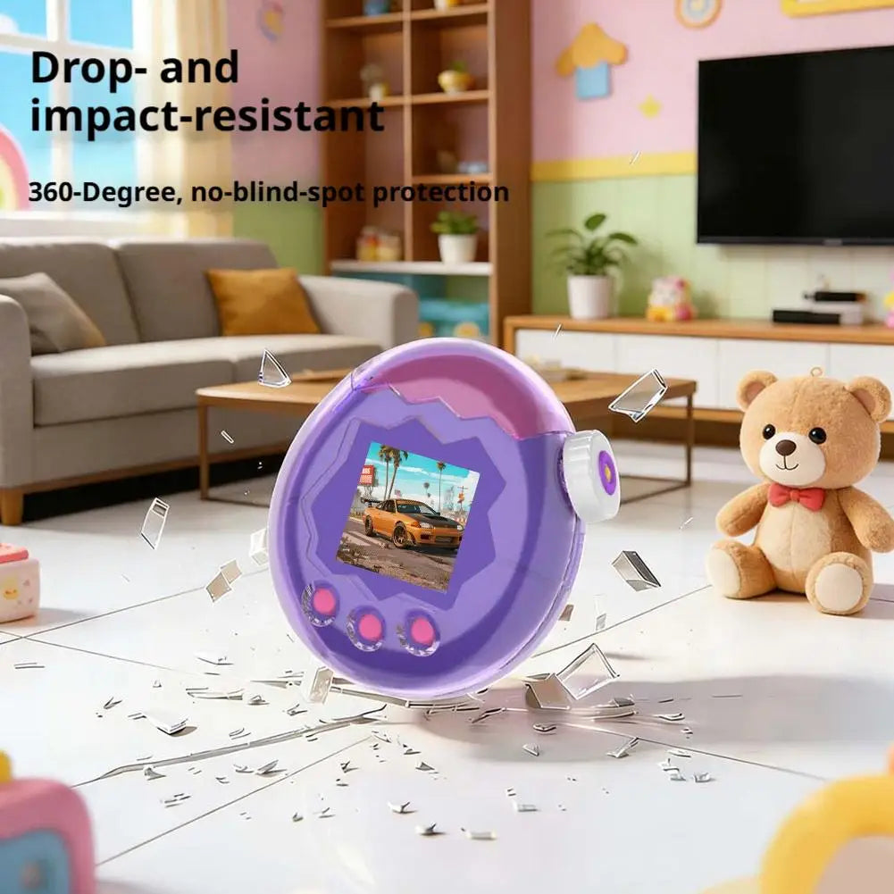 For Tamagotchi Paradise PC Protective Case Transparent Full Cover 360 Shockproof Anti Drop Shell with Lanyard Silicone Cap Qme