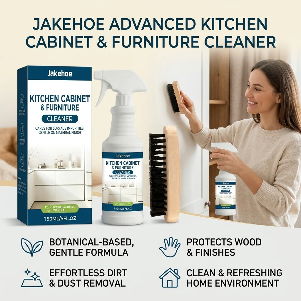 JAKEHOE Kitchen Cabinet & Furniture Cleaning Spray Remove Stubborn Oil Stains Restore Luster Easy-to-Use Gentle Surface Cleaner Qme