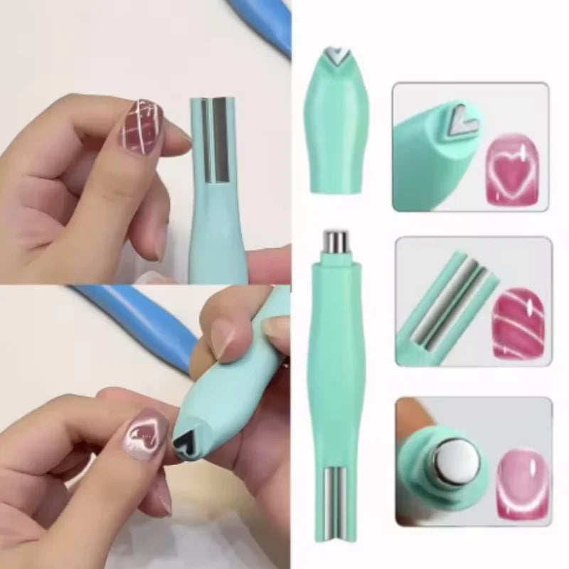 Cat Eye Nail Magnetic Stick Love Heart Snake Pattern French Cat Eye Nail Magnet UV Gel Polish Effect Manicure Design Tool Qme