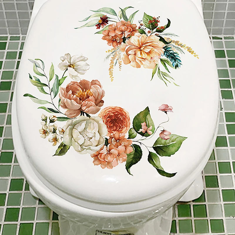^Butterfly Flower Toilet Seat Stickers Self-Adhesive Toilet Lid Decals Diy Removable Stickers For Bathroom Home Decor Ornaments Qme