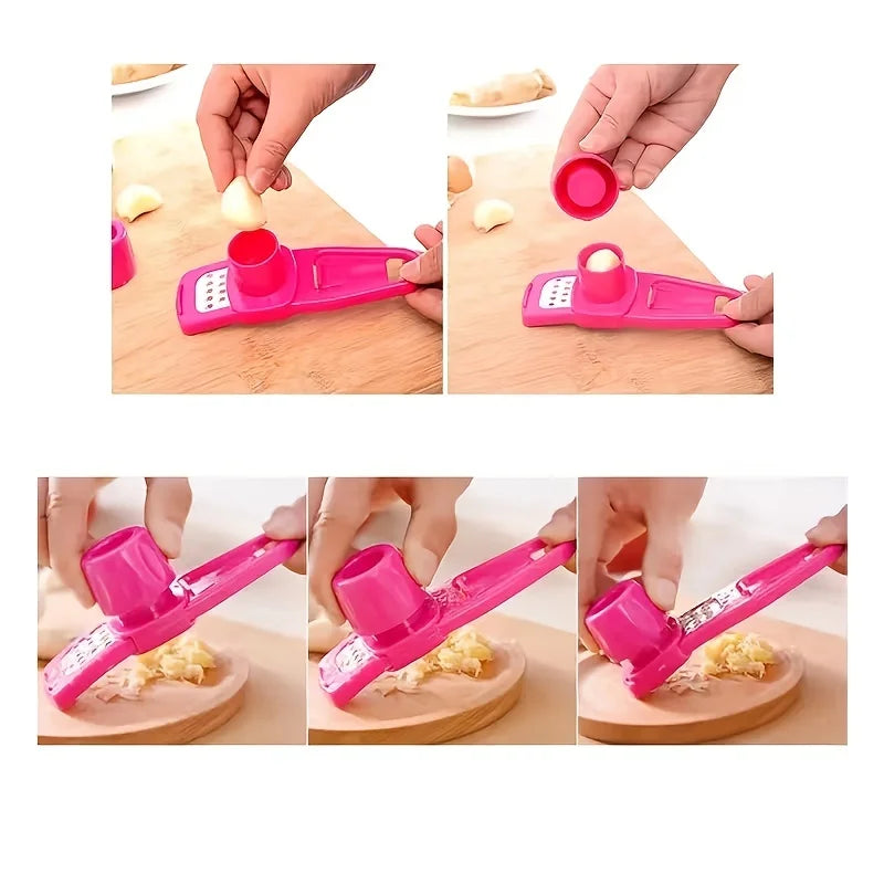 1 Garlic Press Peeler Manual Cutting Pounding Squeezing Paste Pestle Qme Pink