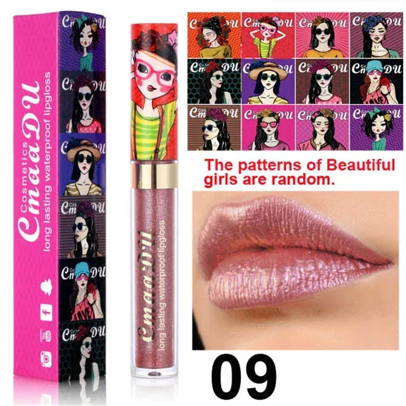 Gold Flash Liquid Lipstick Shimmer Lip Gloss Beauty Girl Diamond Glitter Lip Tint Waterproof Long Lasting Lipsticks Makeup Qme 09