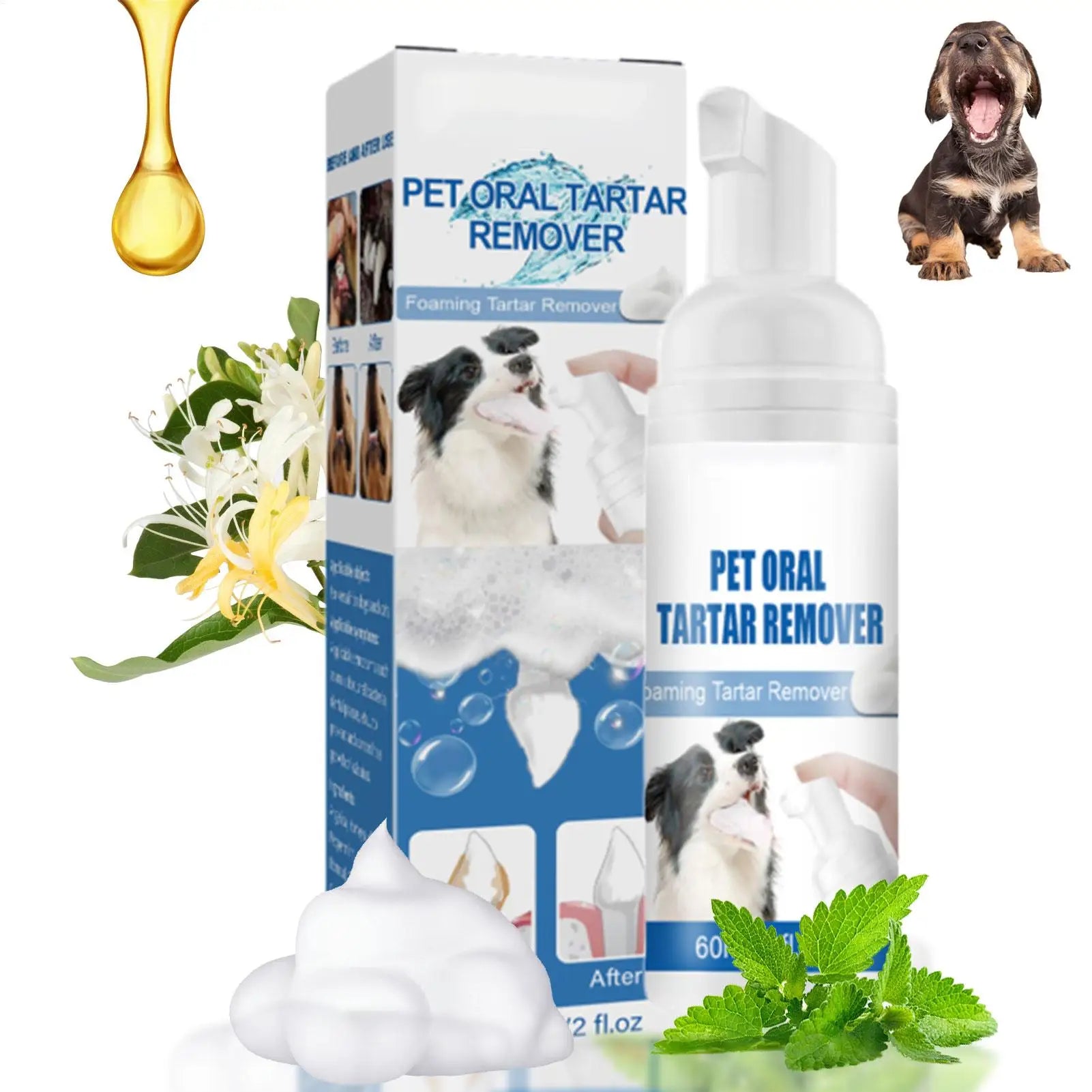 Tartar Remover For Dogs | Natural Dental Care Solution Foam | Control Tarter and Plaques, Clean Teeth Without Brushing Qme