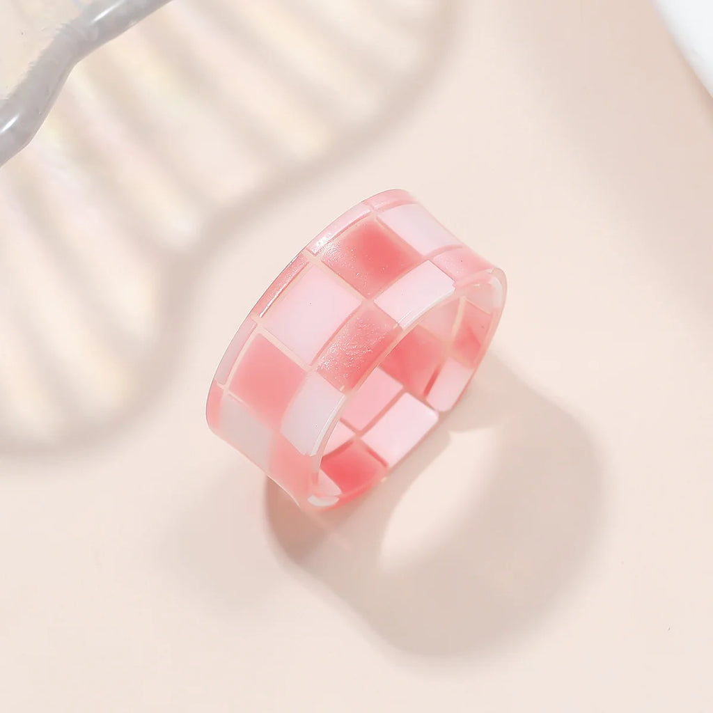 Japan Korea Plaid Opening Acrylic Resin Bangle For Women Exquisite Chunky Bracelet Wrist Jewelry Colorful Rings Wholesale Femme Qme 3