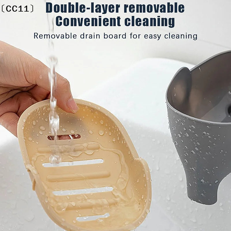 Double Layer Creative Elephant Shape Soap Box Dish Drainable Holder Qme