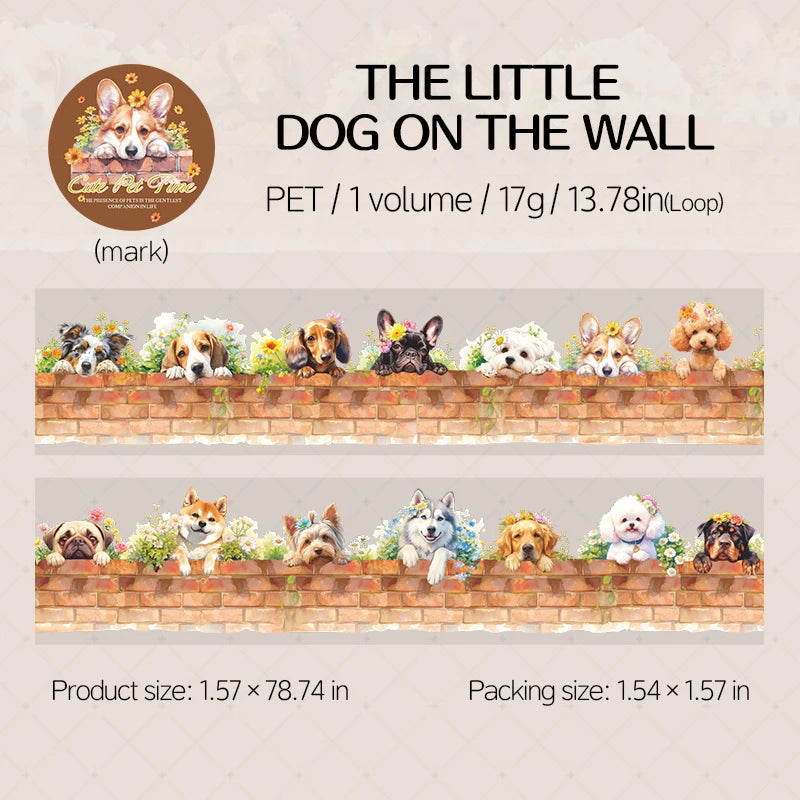 1 Roll Cute Pet Theme PET Seamless Landscape Washi Tape for Scrapbooking DIY Stickers Collage Material Phone Case Notebook Decor Qme 2