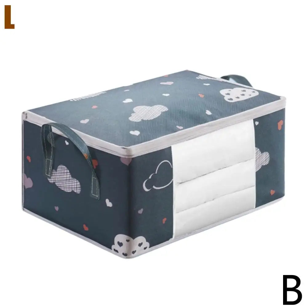 Large Capacity Clothes Storage Bag Organizer With Reinforced Handle Suitable For Blankets Bedding Foldable With Sturdy Zipper Qme navy blue L