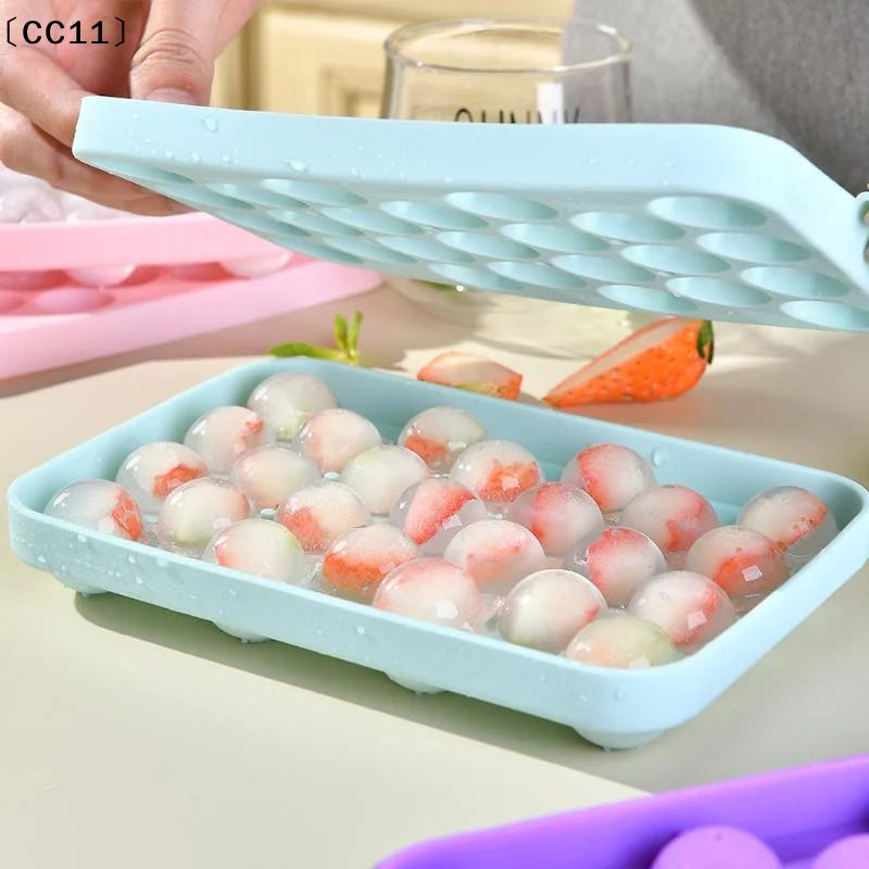 25 Grids Ball Mold Silicone Cover Ice Storage Box Easy Demould DIY Qme