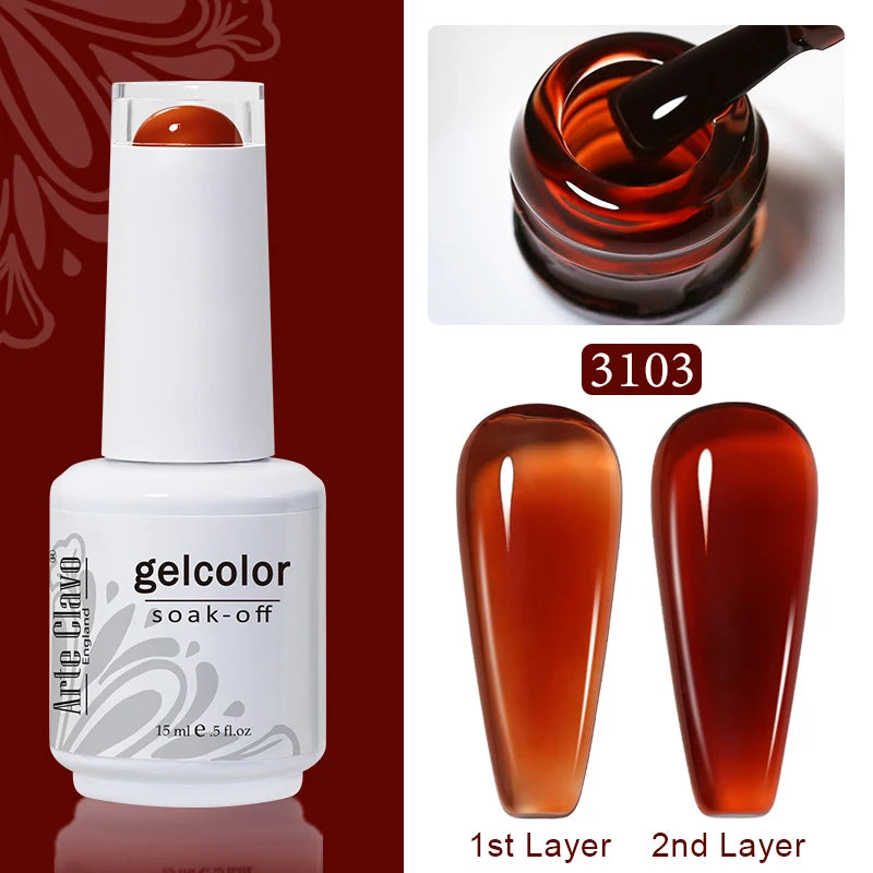 Arte Clavo Solid Gel Nail Polish Rainbow Summer Varnish Soak Off Qme