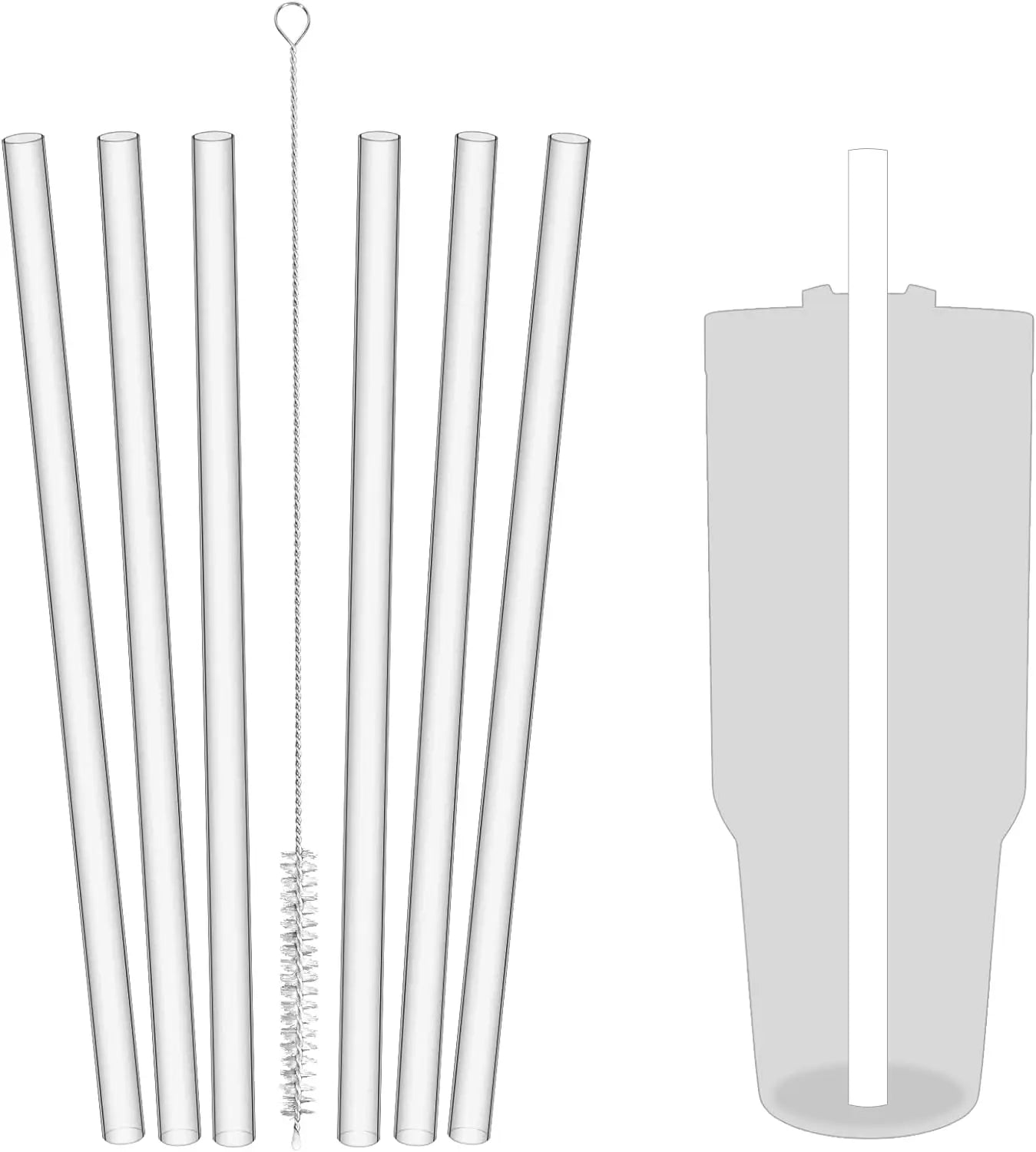 Reusable Straws Plastic Cleaning Brush Compatible Stanley 20& Qme 6pcs