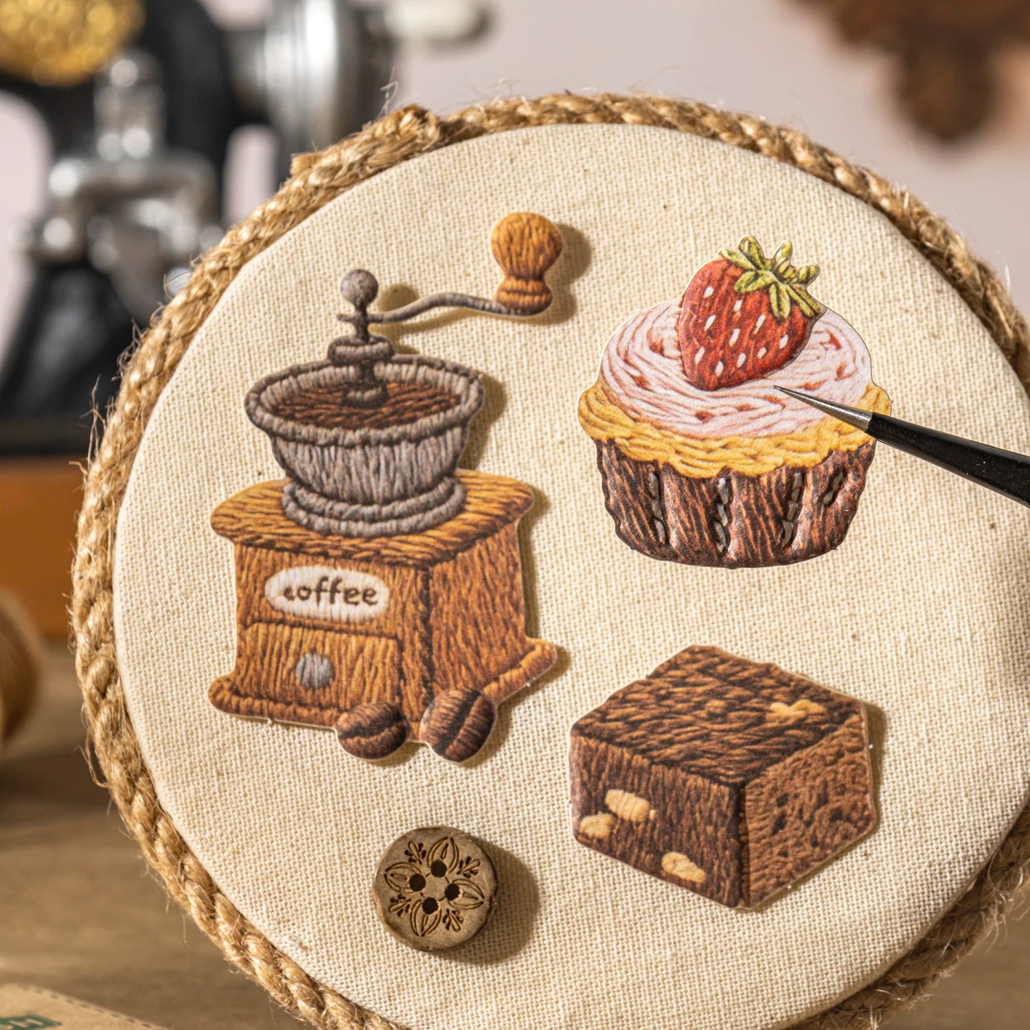 30 Sheets/Bag Cozy Home Decor Themed Embossed Sticker Set for DIY Scrapbook Phone Case Decoration Gift Craft Supplies Qme