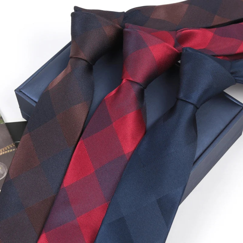 Men's Fashion Casual Skinny Necktie Polyester Ties Man Plaid Solid Qme