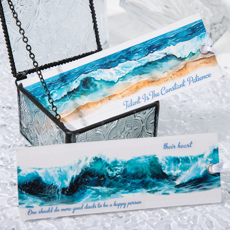 40mm*2m Ocean Wave Theme PET Tape INS Masking Adhesive Creative Decor Scrapbook supplies DIY Planner office stationery Stickers Qme