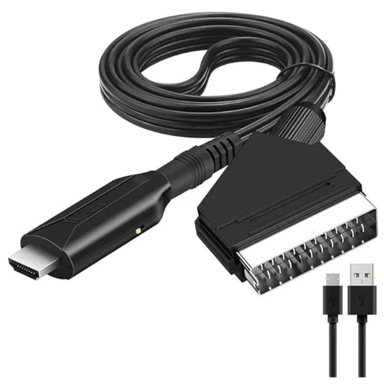 Scart to hdmi-Compatible Cable Converter Professional Video Audio Adapter for HD TV DVD Game Accessories Qme Scart to HDMI-Compat