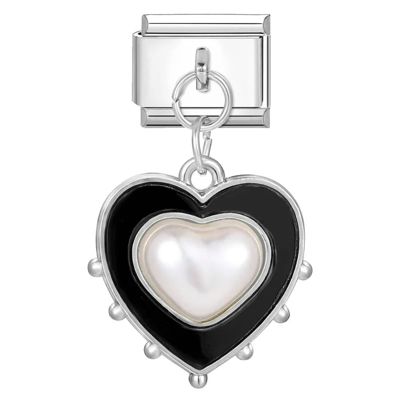 2026 Women Romantic Heart Shiny CZ Pattern Italian Charm Links Fit