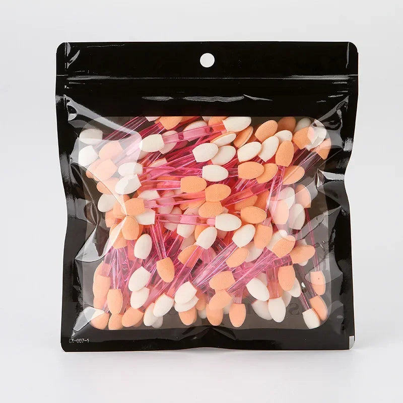 100pcs Double-headed Eyeshadow Applicators Latex Sponge Disposable Eyeshadow Brush Small Portable Beauty Makeup Tool Brush Head Qme 5-6.2cm-100pcs