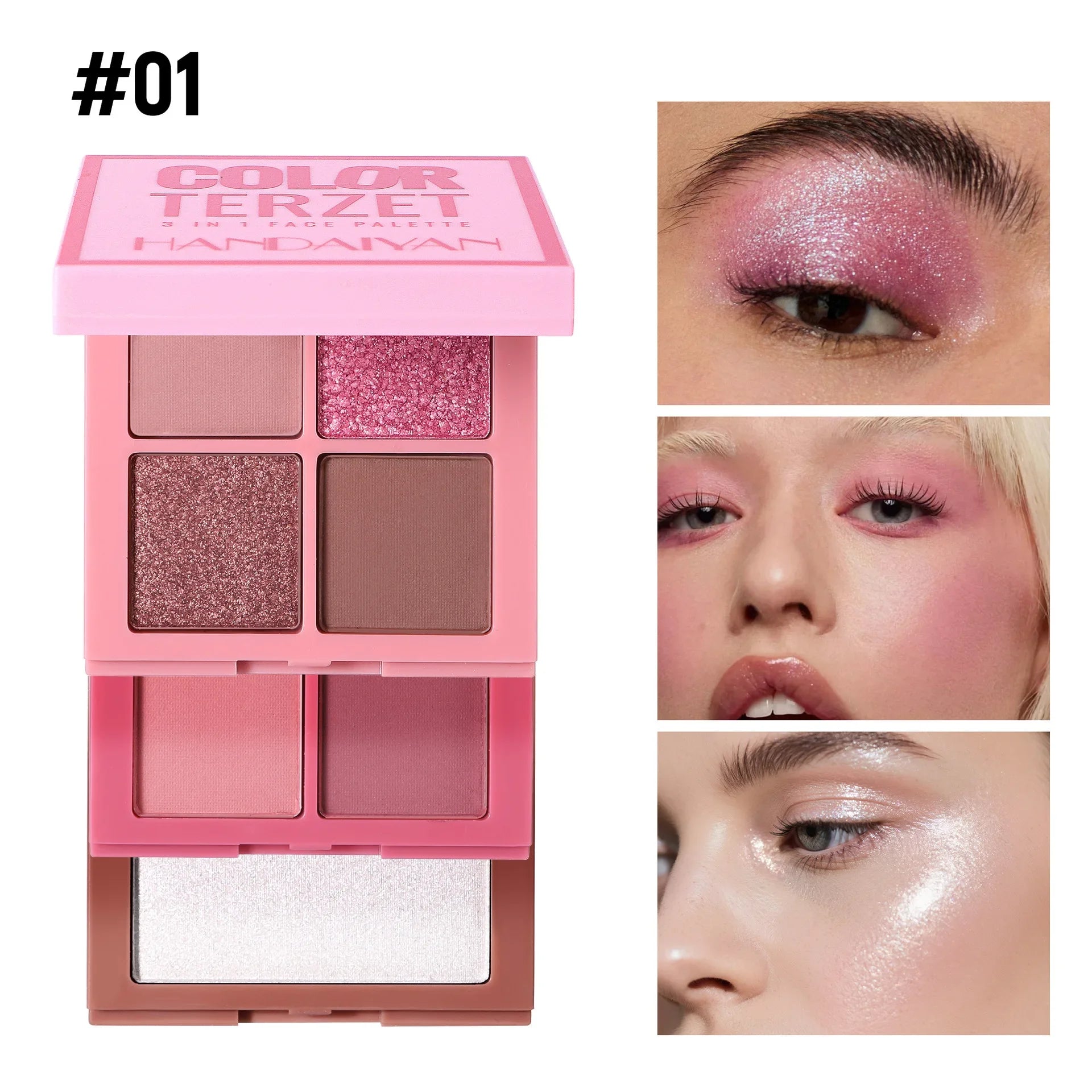 Multifunctional Palette Matte Highlighter Blush Palette Long-Lasting Blush Eyeshadow Face Cosmetics Makeup Palette Female Qme 01