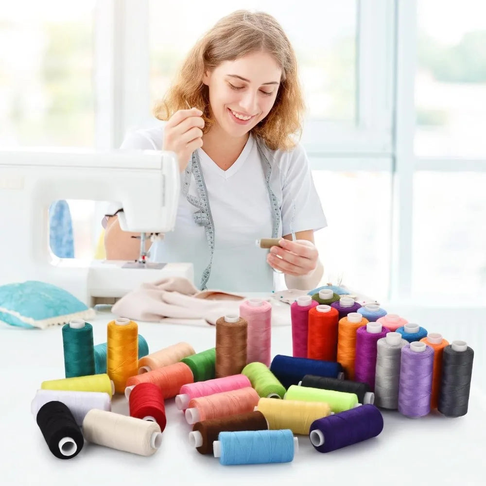 6 Rolls Polyester Sewing Thread Set Assorted Colors Polyester Sewing Machine Thread for Home DIY Manual and Mechanical Sewing Qme