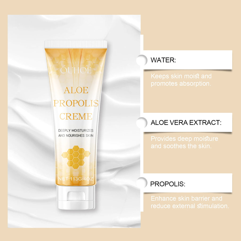 Aloe Propolis Moisturizing Cream Soothing Repairs Nourishing Wrinkles Remover Rejuvenating Brightening Face & Body Cream Qme
