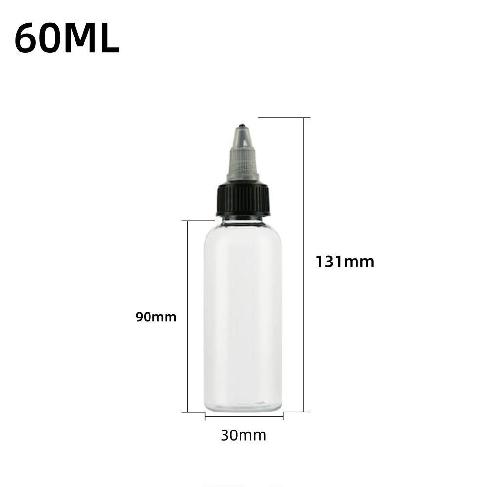 10pcs 30/60/100/120ml Recyclable Clear Tattoo Airbrush Ink Pigment Bottles Empty Bottle Container For Tattoo Ink Color Qme 60ML 10PCS