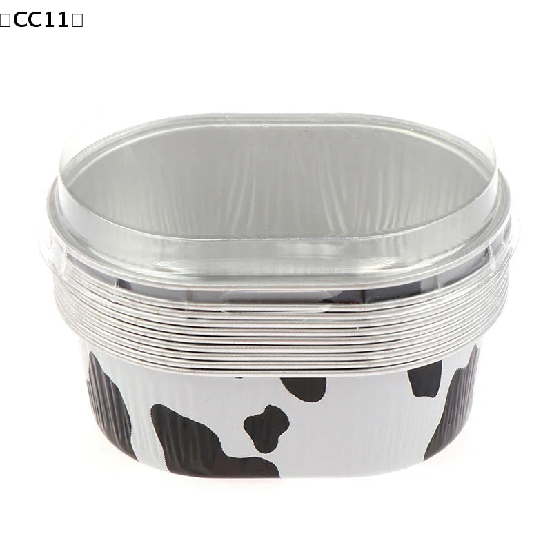 Aluminum Foil Oval Non-stick Baking Cups Cake Containers Clear Lids Qme
