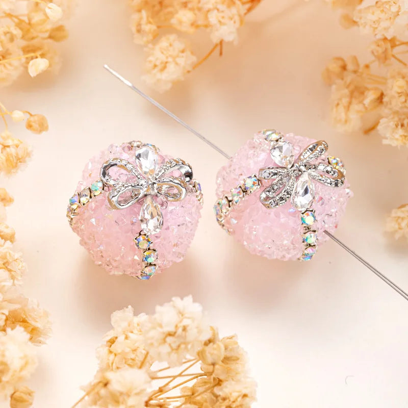 1PCS 16mm Rhinestone Ball Beads Moon Star Flower Loose Spacer Beads for Jewelry Making DIY Craft Supplies Christmas Decoration Qme 7
