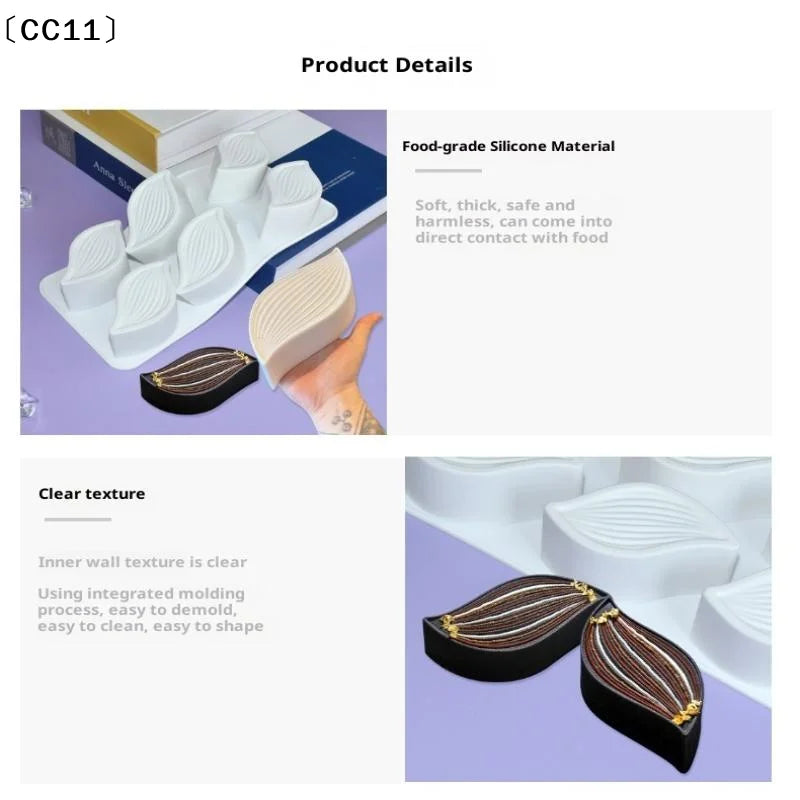 6 Holes Leaves Mousse Mold DIY Jelly Pudding Pastry Chocolate Qme
