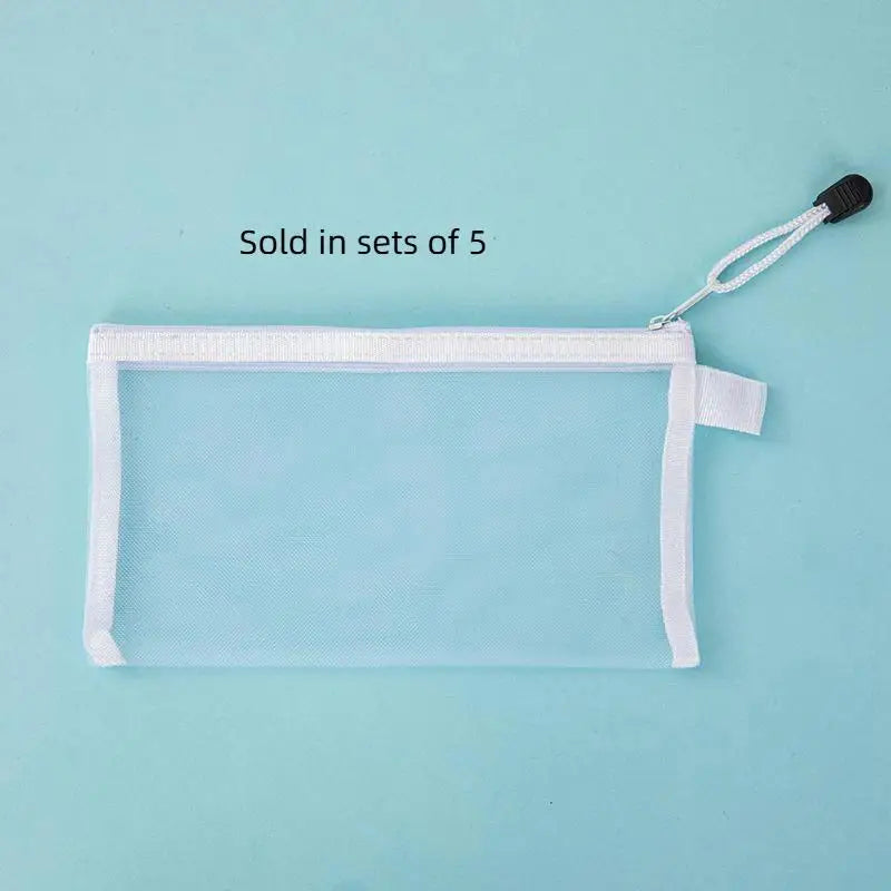 Mesh Pencil Pouches Transparent Design Durable Zip School Office Exam Qme B