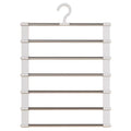 Multi-layer Pants Hanger Foldable Space Saving Clothes Rack Non-slip Qme WHITE