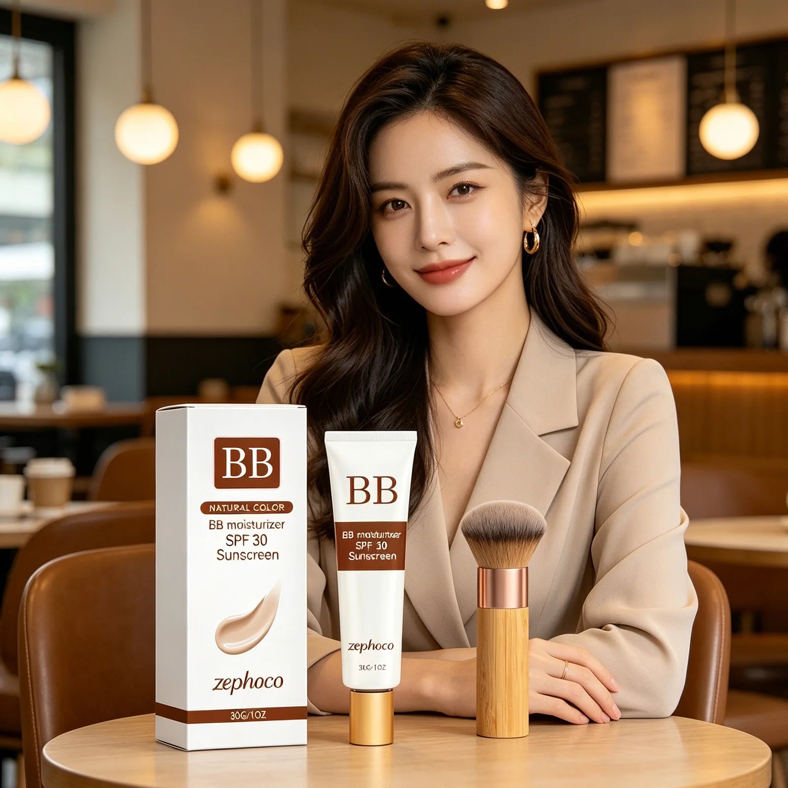 zephoco BB Cream Sunscreen SPF30 Anti Sun Moisturizing Blemish Cover Lasting Even Skin Tone Three-Dimensional Makeup Foundation Qme