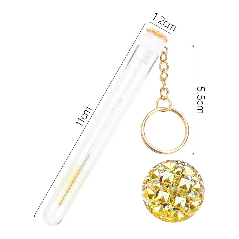 Reusable Eyelash Brush Tubes Gold Keychain Sparkling Lash Mascara Qme 5PCS-Yellow CN