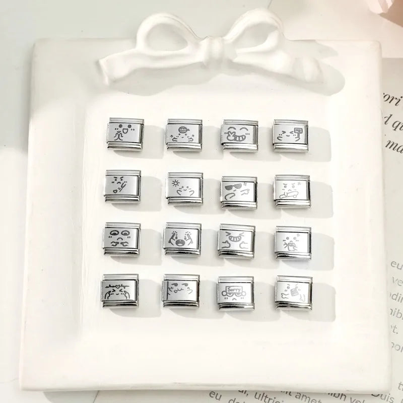Laser Engraving Applause Encouragement Italian Charm Links Fit 9mm Stainless Steel Bracelet DIY Making Gifts Wholesale Qme