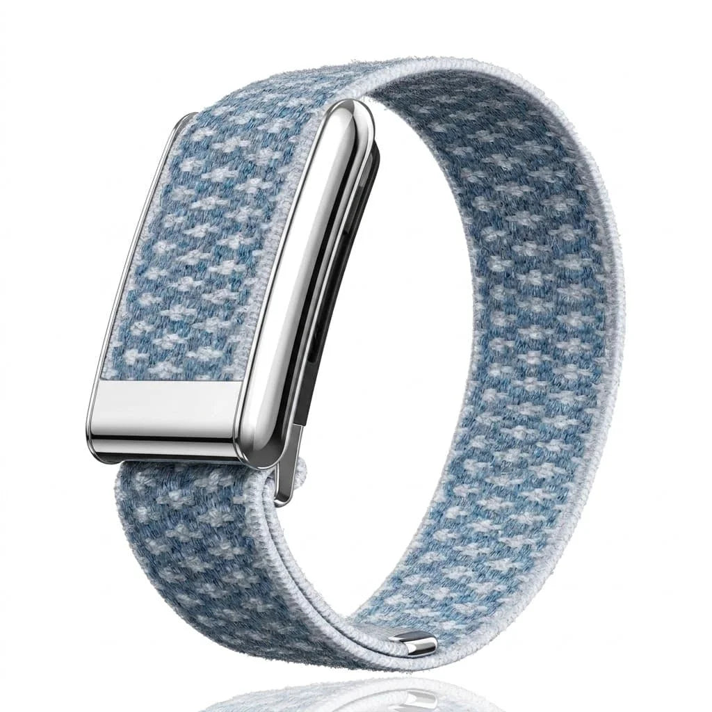 Suitable for Whoop 5.0/5.0MG Casual Nylon Sports Wristband Strap Cashmere Wool Elastic Replacement Wristband With Metal Frame Qme Laker Blue-5.0
