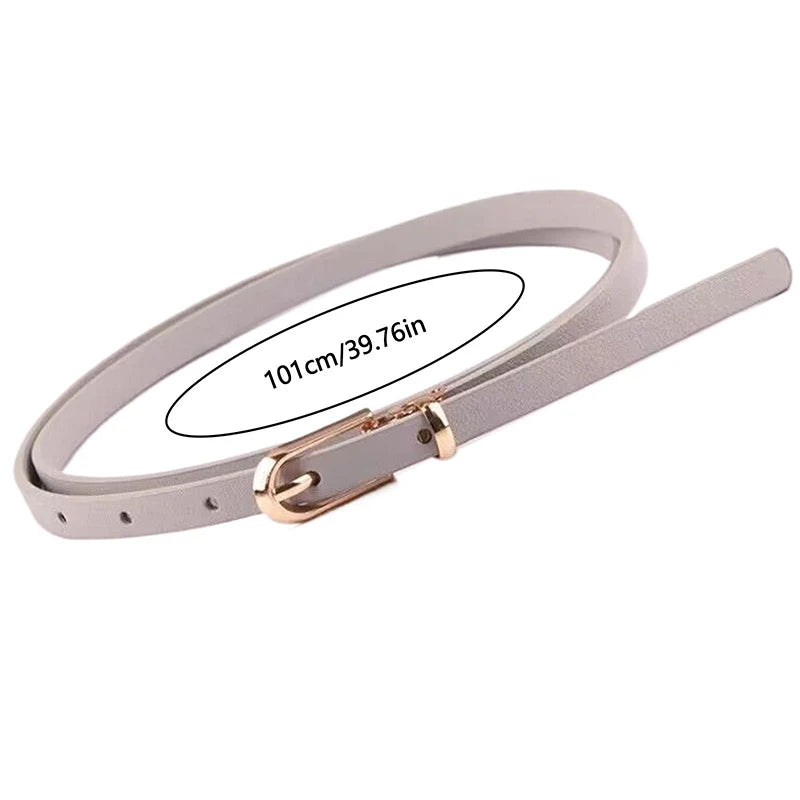 Fashion Black White Gray Women Belts Thin Waistband Pin Buckle Qme
